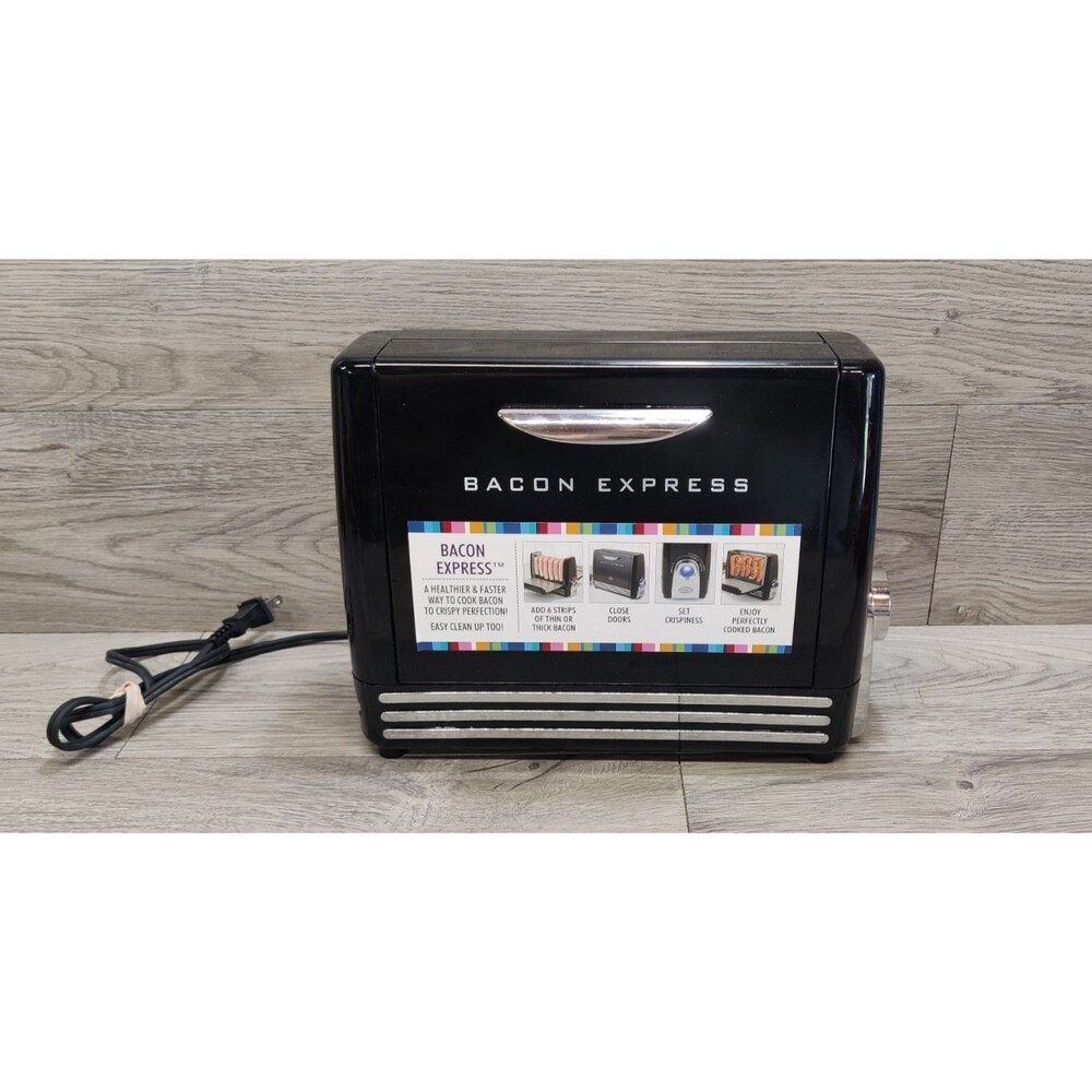 Nostalgia Bacon Express BCN6BK Vertical Crisper Grill Black Preowned Works Great